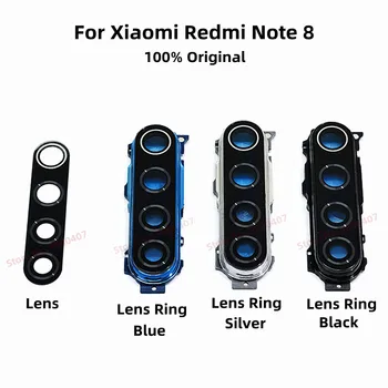 Оригинални стъклени лещи задната камера за Xiaomi Redmi Note 8 Note8, пръстен за обхвата на задната камера с външен стъклен капак на обектива
