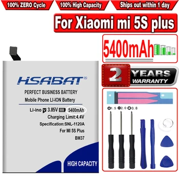 HSABAT 100% нова батерия BM37 капацитет 5400 mah за Xiaomi mi 5S plus Mi5s Plus, преносим акумулаторен блок