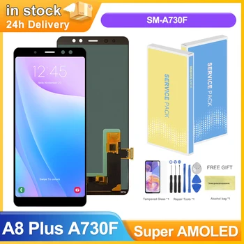 Super AMOLED A730 дисплей за Samsung Galaxy A8 + 2018 A730 A730F LCD сензорен дисплей, Дигитайзер, Монтаж, Подмяна на