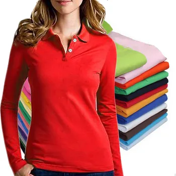 Demisezonnyj однотонная дрехи, дрехи 100% памучен тениска с ревера, дамска тениска-поло с дълъг ръкав, облегающая женска риза за голф, тенис блузи, тениски, S-4XL