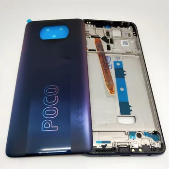 Пълен корпус за Xiaomi Poco X3 NFC/X3 Pro, средната рамка, bezel, корпус на шаси от страничния бутон + капак на отделението за батерията