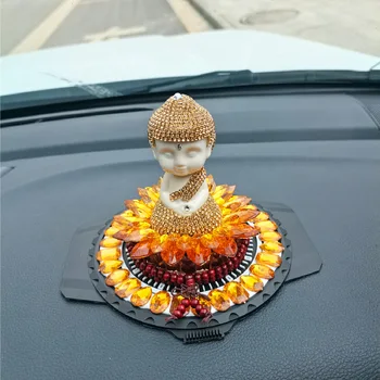 Украса за Кола с кристали и диаманти, Декорации на Централната конзола Maitreya Lotus Буда, Благословляющие подаръци за момчета, Интериор на автомобил