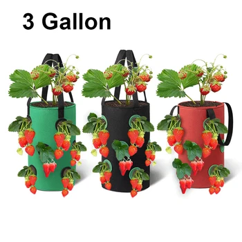 3 опаковки, 12 дупки, чанти за отглеждане на ягодови насаждения, саксии и за отглеждане на цветя, домати, градина, окачен на стена, засаждане на кореноплодни растения, за многократна употреба Her