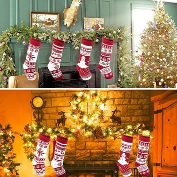 Коледна украса, Коледни чорапи, подарък чанта, терлици, големи Коледни чорапи, подарък чанта с окачване