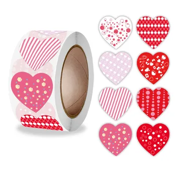500 броя, 2,5 см, стикер с любов, етикет за луксозни кутии на Ден, Свети Валентин, сватбен подарък, Чанта за шоколадови бонбони във формата на сърце, Сватбена подарък чанта, Печат, Етикет, за Украса