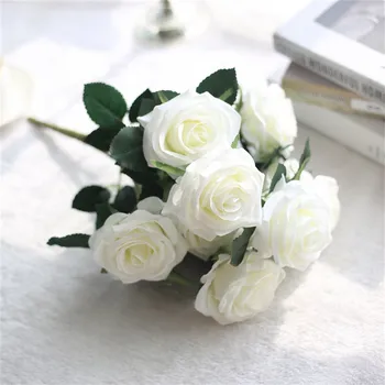 Листенца за сватбата, която симулира букет от изкуствени цветя, Сватбен букет, копринени рози, изкуствени цветя, стъблата