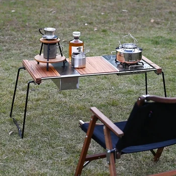  Дървен модел Многофункционален Лек Преносим Сгъваема маса за пикник на открито, на Къмпинг, барбекю Сгъваем комбиниран плот