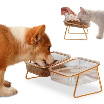 Ясла за домашни любимци, купа за храна за кучета, купа за котки, желязна рамка, купа за хранене на питейна вода за кучета, подходящ за малки кучета среден размер
