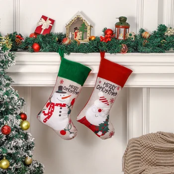 Коледни чорапи, чорапи с Дядо Коледа / снеговиком, торбичка за бонбони, Коледно дърво, Коледна украса, Коледна елха, висящи украшения, натальный декор
