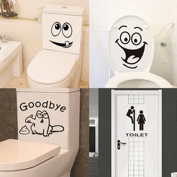 Украса за баня, Аксесоари за тоалетна, Ярки 3D Стикери за стена с усмивка, Домакински Украшение, Стикер на тоалетна, Творчески поглед, Забавен чудовище
