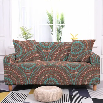 Ретро Геометрични абстрактни цветя модел, лесен за носене за дивана, калъф за дивана за 1-4 място, калъф за дивана в хола, мебели за декорация