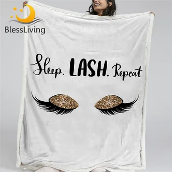BlessLiving Sleep Покривка за мигли, блестящи сенки за очи, покривки за легла, моден грим, пушистое одеяло за момичета, директна доставка от Cobertor
