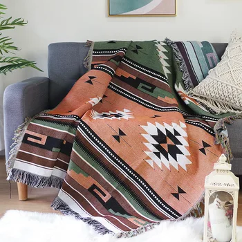 Одеяло в скандинавски стил, кърпа за дивана, двустранно одеяло с абстрактна геометрия, покривки за мека мебел, украса на стаята, килим, пътен подложка за пикник