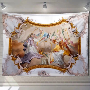Ангел-пазител на Купидон религиозен гоблен, монтиране на украса за дома, стенен килим за хол, богемное украса, на крилете на ангела