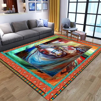 Скандинавските цветни килими с анимационни кон за дома, хол, великолепни подложка за пода, подложка за спални, подложка за баня, нескользящего подложка
