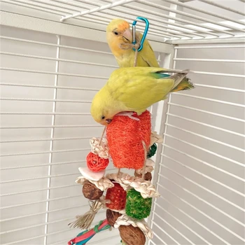 K5DC Мъниста за папагал, слама играчка под формата на царевичен кочан за птици Тимъти играчка от гъба за облекчаване на стреса