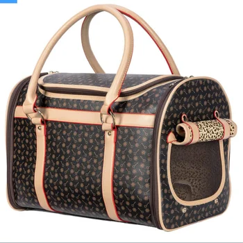 Модерна сгъваема чанта за носене котки и кучета от изкуствена кожа с дишаща мрежа, преносим чанта за пътуване с регулируема каишка