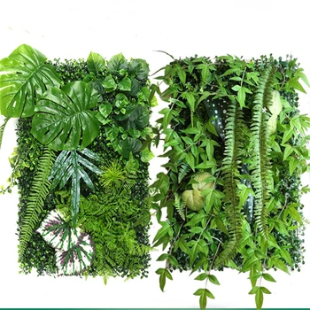 60X40 см, Стена от зелени изкуствени растения, Пластмасови Външни площи, Украса на дома градина, Растения, Подвесная трева, Зелени пана