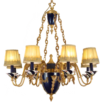 DINGFAN Европейската луксозна ретро латунная лампа Вила Спалня Хол Окачен лампа Френска медни подвесная лампа