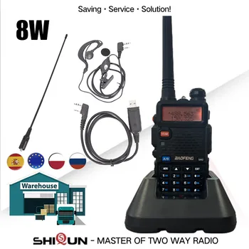 Преносима радиостанция Baofeng 8W UV-5R 10 км UHF-VHF Радиостанция Baofeng uv5r Трехдиапазонного диапазон Висока Средна Ниска мощност uv 5r Baofeng UV-9R UV-82 UV-8HX