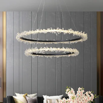 Led окачен лампа съвременно просто артистичен пръстен crystal ресторант скандинавски креативна дневна спалня бар декоративен окачен лампа