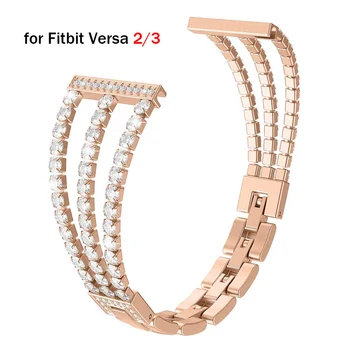 НОВА луксозна диамантена гривна от неръждаема стомана за подмяна на гривната Fitbit Versa 3 Sense, женски гривна Bling Versa 2 Lite Correa