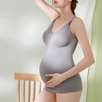 Годишният дълга жилетка за хранене на бременни жени за постнаталното период, ежедневното бельо за хранене с подплата за гърдите