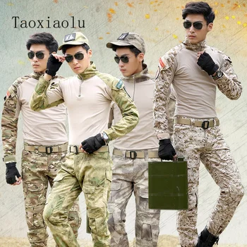 Мъжки И дамски многокамерная униформи, Тактически комплект тактическа форма, летен костюм за риболов, военен боен костюм, ловен костюм, Риза, панталони