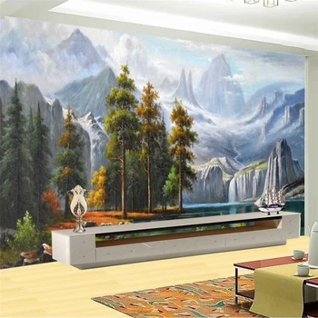 papel de parede Тапети по поръчка 3d фотообои ръчно рисувани снежна планина водна рисувани стени на хола спални 3d тапети