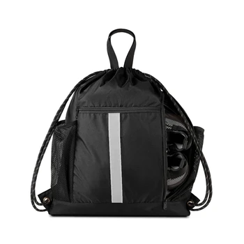 Сгъваема футболна чанта през рамо Спортна чанта от съвсем малък Sackpack Преносима Страничната Мрежа чанта Спортна чанта с цип Баскетболен раница
