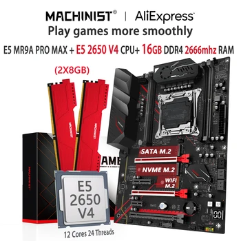 MACHINIST MR9A PRO MAX X99 Комплект дънната платка Xeon LGA 2011-3 Комплект E5 2650 V4 Процесор, 16 GB (2*8G) оперативна памет DDR4 Ddesktop Memory Nvme M. 2 ATX
