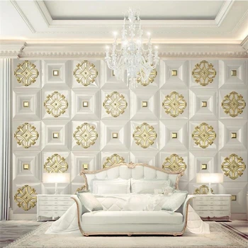 Тапети по поръчка 3d фотообои решетка с позлатени релефни, луксозен прост европейския мек фон, рисувани стенни хола спални тапети