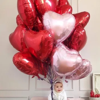 5шт 18 инча, Розово Злато Червена Звезда Сърцето балони топки Надуваем балон гелиевый сватбен топка Детски душ декор за парти по случай рождения Ден на балон