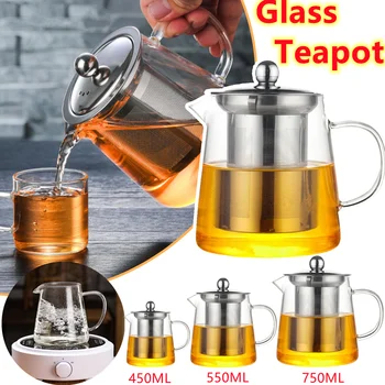 Чайник с цедка, огнеупорни maker от прозрачно стъкло, кана за приготвяне на чай, кафе машина за заваряване на чаени листа, билков гърне за кухни